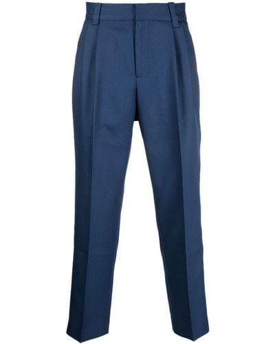 Viktor & Rolf Embroidered-logo Cropped Trousers - Blue