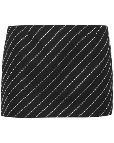 Philipp Plein Cady Crystal-embellished Pinstripe Miniskirt - Black