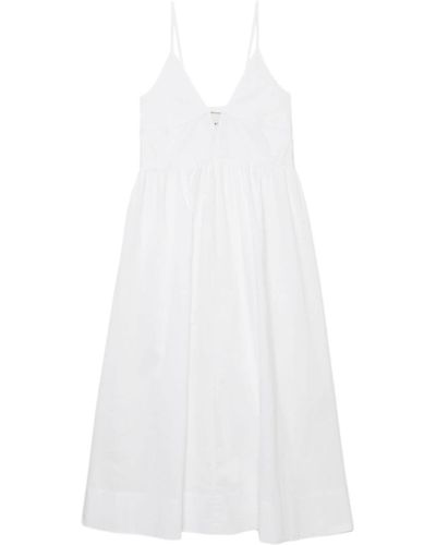 Herskind Miranda Katoenen Midi-jurk Met Strikdetail - Wit