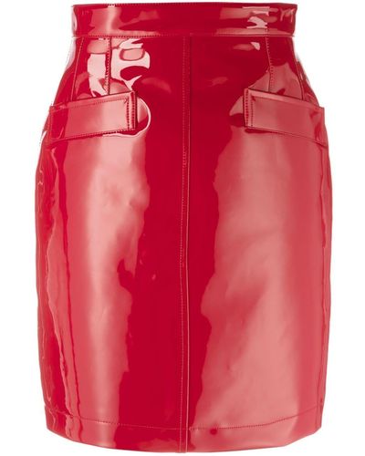 Gucci Patent-finish High-waist Miniskirt - Red