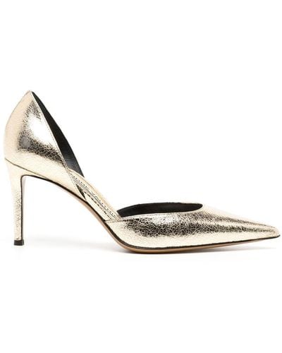 Alexandre Vauthier Metallic-finish 80mm Leather Court Shoes - White