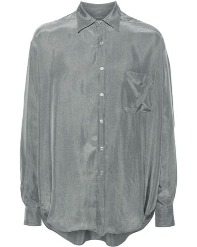 Frankie Shop Leland Button-up Satin Shirt - Grey