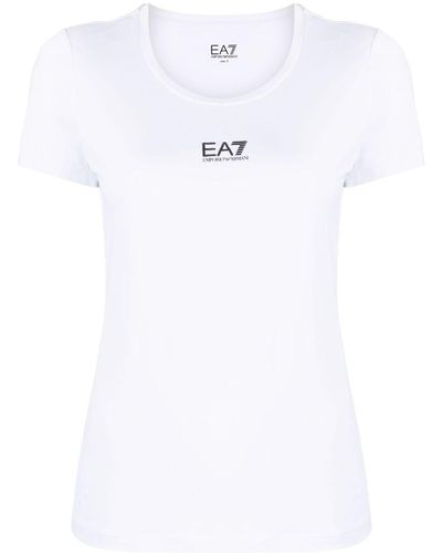EA7 T-Shirt mit Logo-Print - Weiß
