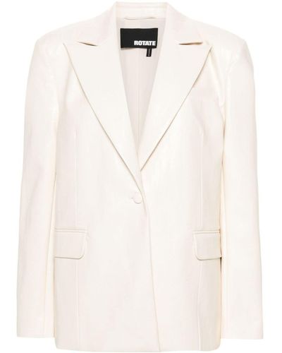 ROTATE BIRGER CHRISTENSEN Textured Faux-leather Single-breasted Blazer - Natural