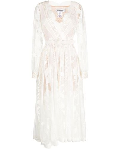 Oscar de la Renta Guipure-lace Semi-sheer Midi Dress - White