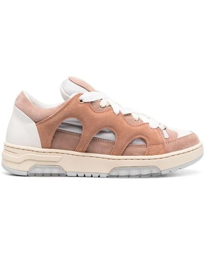 Paura Panelled Lace-up Sneakers - Pink