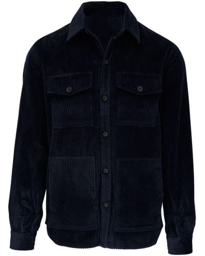Isaia Cotton Corduroy Shirt Jacket - Blue