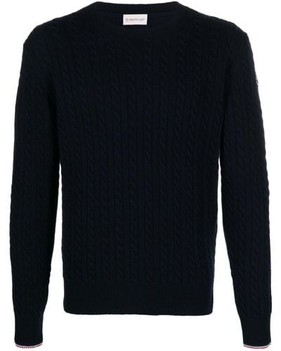 Moncler Cable-knit Virgin Wool Blend Sweater - Blue