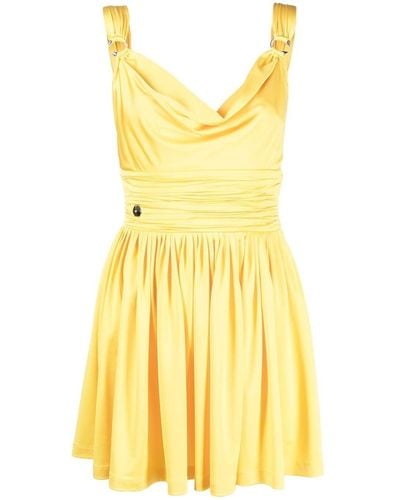 Philipp Plein Gathered Waist Mini Dress - Yellow