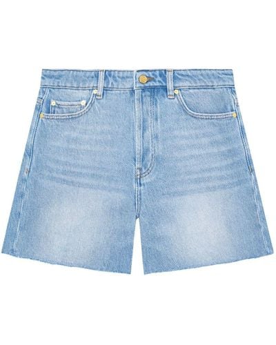 Ganni Ausgefranste Jeans-Shorts - Blau