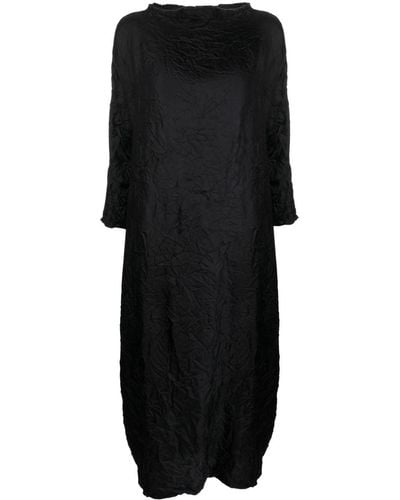 Daniela Gregis Crinkled Silk Midi Dress - Black