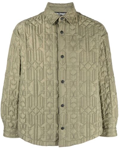 Palm Angels Monogram Quilted Shirt Jacket - Green