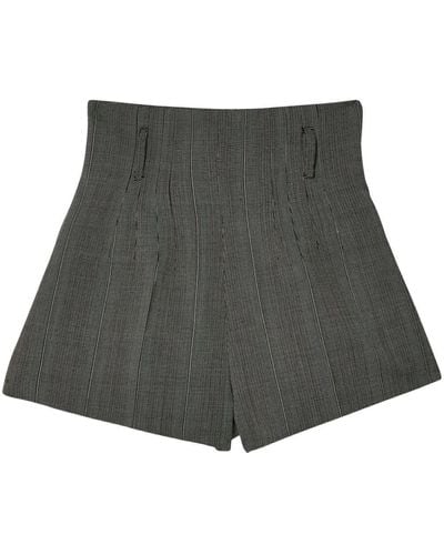 Prada Pleated Virgin-wool Shorts - Grey