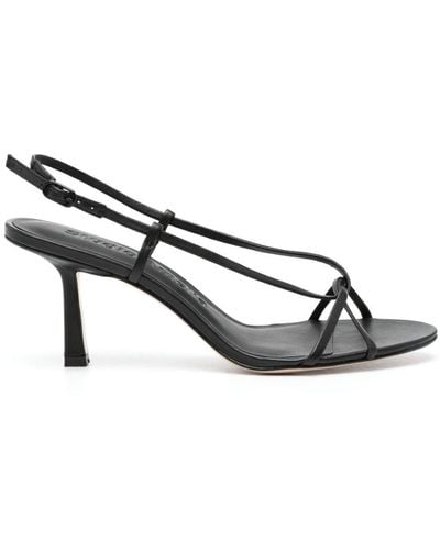 STUDIO AMELIA Cross-front High-heel Leather Sandals - Metallic