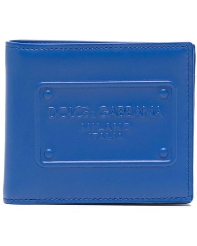Dolce & Gabbana Embossed-logo Bi-fold Leather Wallet - Blue