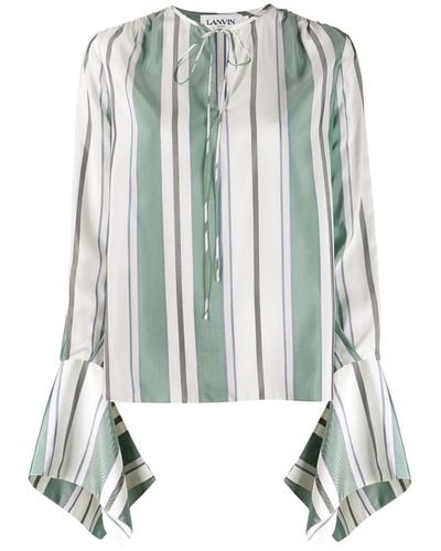 Lanvin Blouse rayée à détail de manchette - Multicolore