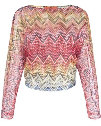 Missoni Zigzag-pattern Long-sleeved T-shirt - Pink