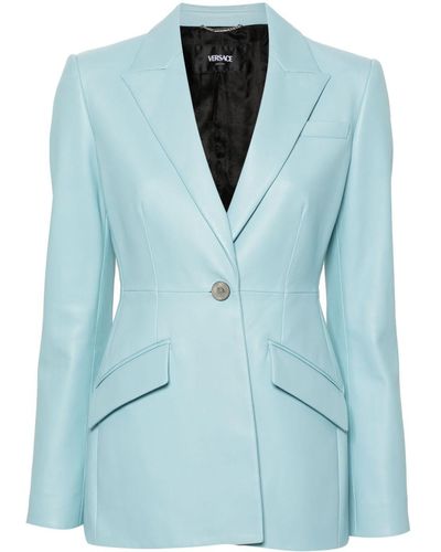 Versace レザー シングルジャケット - ブルー