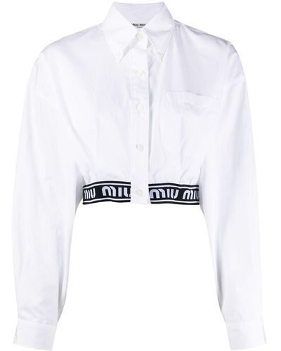 Miu Miu Branded Hem Shirt - White