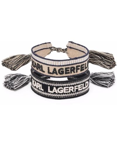 Karl Lagerfeld K/woven Set Of Two Bracelets – Black/beige - Natural