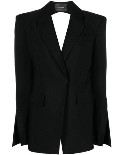 Mugler Single-breasted Blazer With Opening On The Back - Black