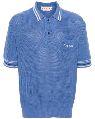 Marni Chunky-knit Polo Shirt - Blue
