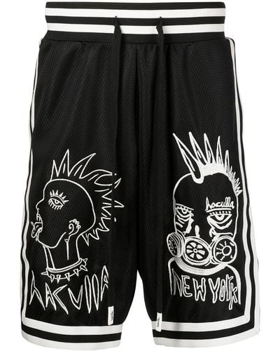 Haculla Embroidered Mesh-panel Basketball Shorts - Black