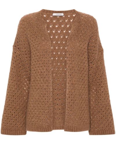 Dorothee Schumacher Cardigan en maille ajourée à effet brossé - Marron