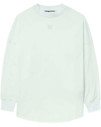 Palm Angels Logo-embroidered Cotton Sweatshirt - Green