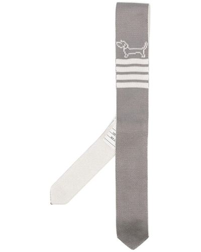 Thom Browne Hector Icon Silk-jacquard Tie - White