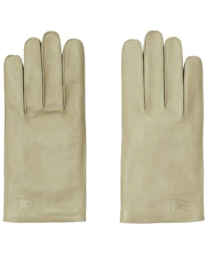 Burberry Equestrian Knight-motif Leather Gloves - Green