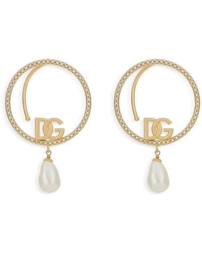 Dolce & Gabbana Orecchini a cerchio con perla - Bianco