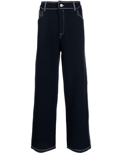 Barrie Contrast-stitching Denim-effect Trousers - Blue