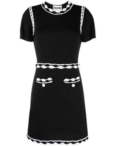 Moschino Lace-trim Knitted Dress - Black
