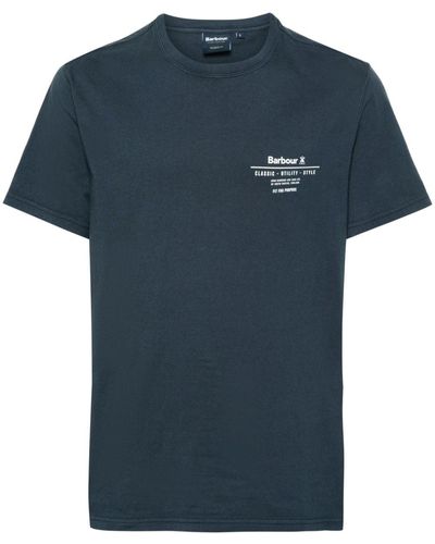 Barbour Katoenen T-shirt Met Logoprint - Blauw