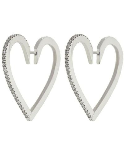 CADAR 18kt White Gold Heart Diamond Earrings - Metallic