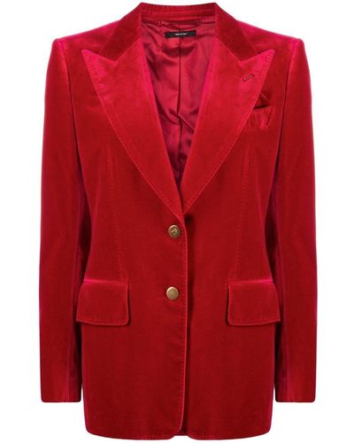 Tom Ford Peak-lapel Single-breasted Blazer - Women's - Cotton/polyester/viscose - Red