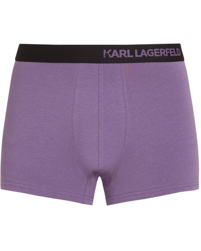 Karl Lagerfeld Logo-waistband Boxers (pack Of Three) - Purple