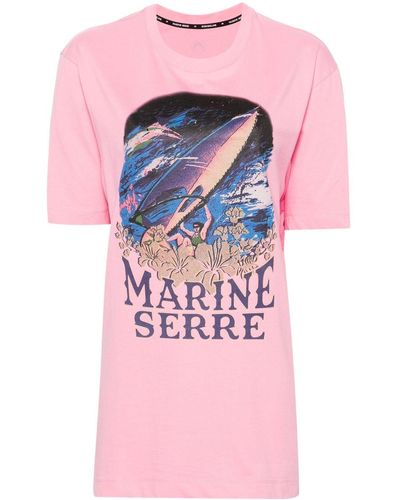 Marine Serre T-Shirt aus Bio-Baumwolle mit Print - Pink