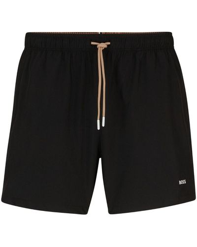 BOSS Logo-print Swim Shorts - Black