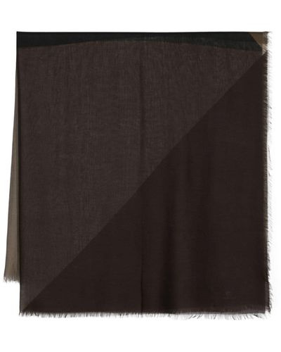 Saint Laurent Geometric-print frayed scarf - Noir