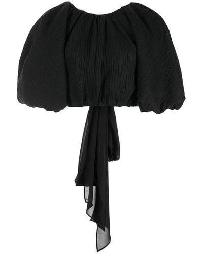 Aje. Cropped Puff-sleeve Blouse - Black