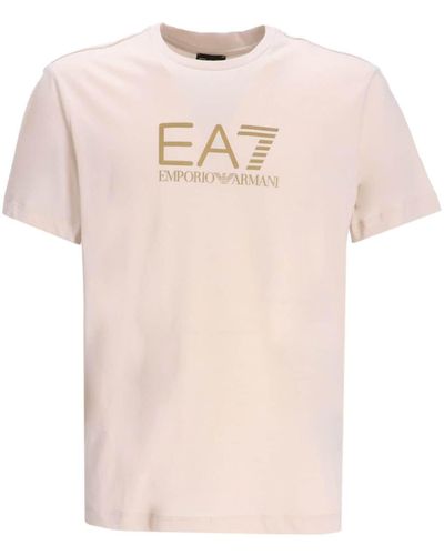 EA7 T-shirt en coton à logo imprimé - Rose