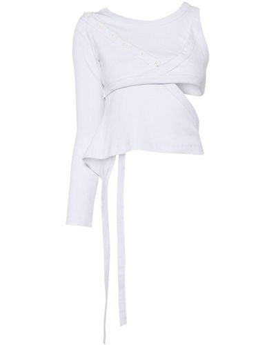 Natasha Zinko One-sleeve Ribbed Top - White