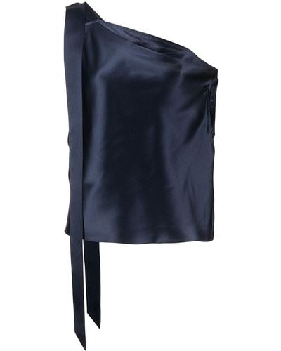 Michelle Mason Blouse en soie à épaules dénudées - Bleu
