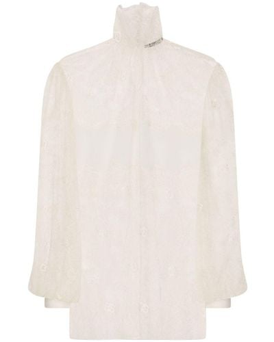 Dolce & Gabbana Blusa con encaje transparente - Blanco