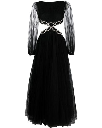 Valentino Garavani Robe longue à ornements en cristal - Noir