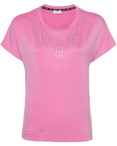 Liu Jo Crystal-embellished T-shirt - Pink