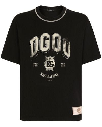 Dolce & Gabbana Dg Logo-print Cotton T-shirt - Black