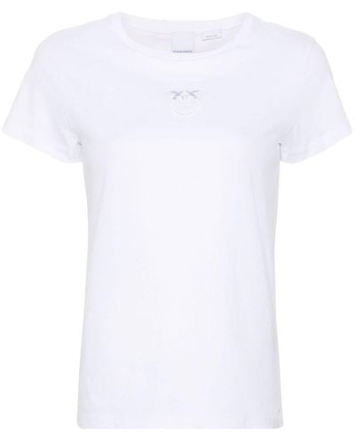 Pinko T-Shirt mit Love Birds-Stickerei - Weiß